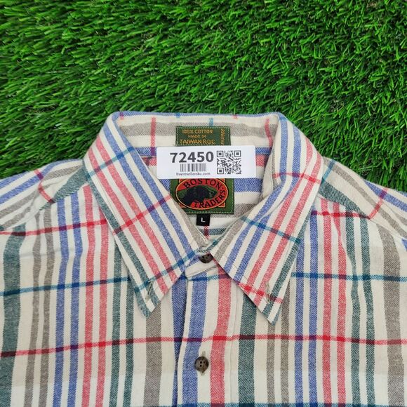 Vintage Boston Traders Button Shirt Large 23x31 Blue Pastel - Picture 9 of 12
